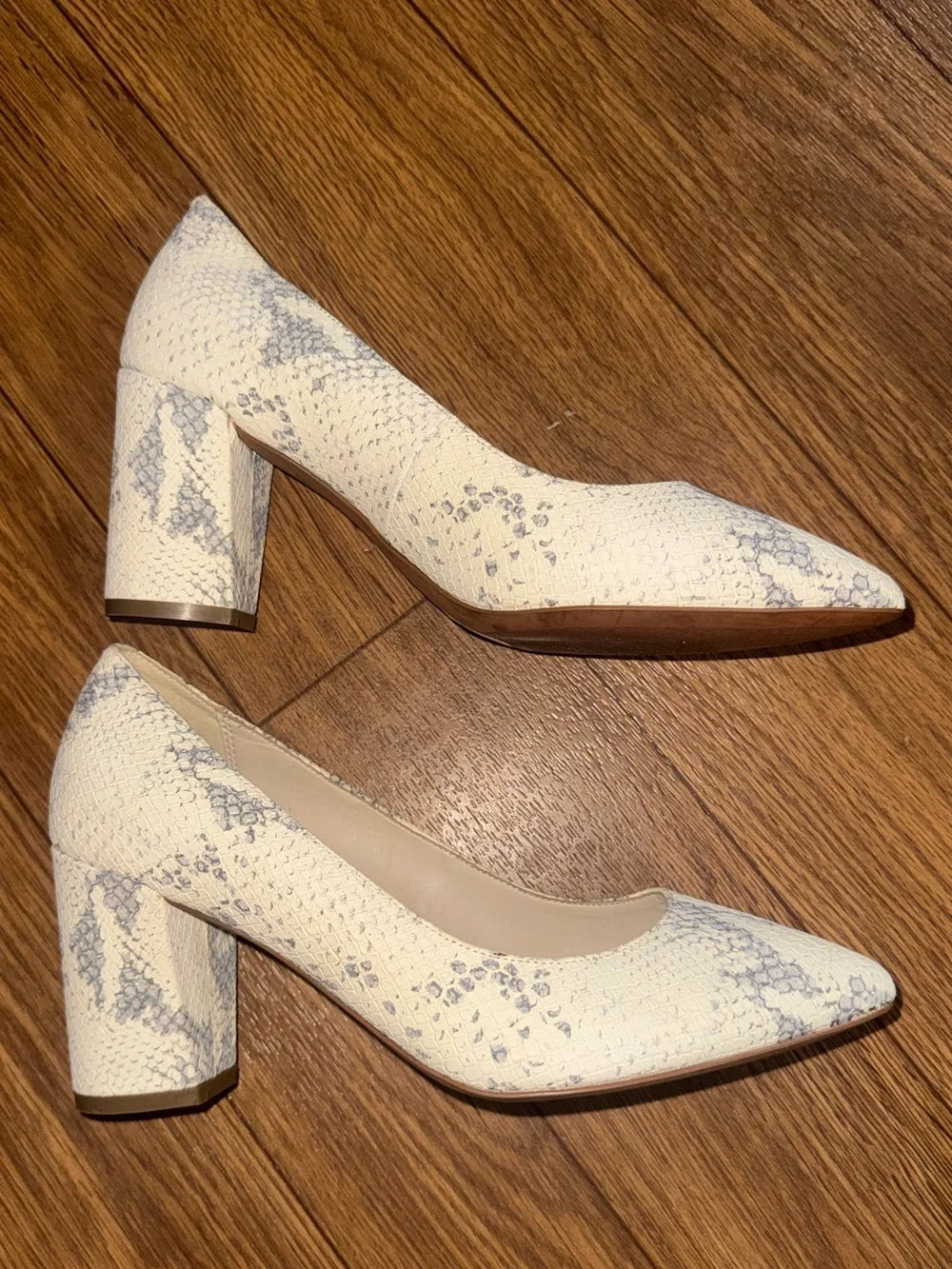 Cole Haan snakeskin block heel pumps size 7